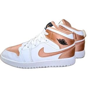 Nike Air Jordan 1 Mid GS White Rose Gold Sz 2.5Y